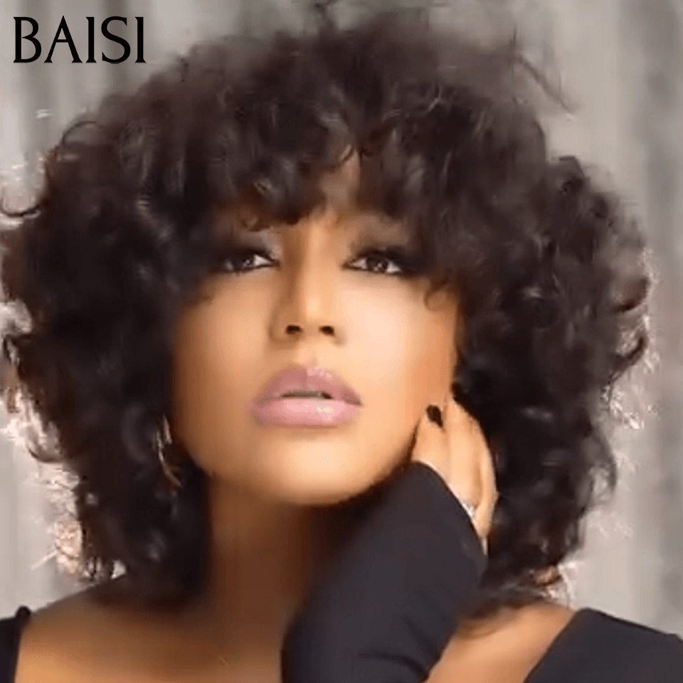 BAISI Offre Flash Perruque Bob EGG wave avec Frange 4 Couleurs Sans Lace en 100% Cheveux Humains BS65