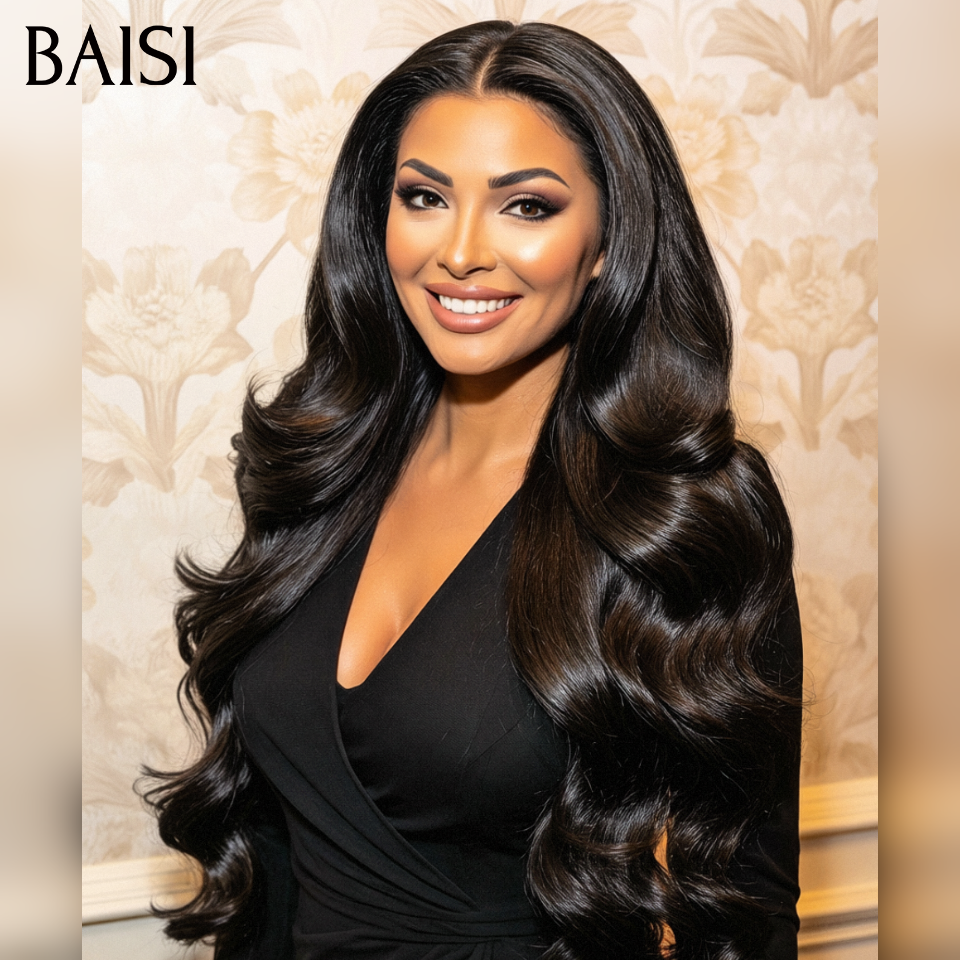 BAISI Achetez 2 perruques minimum au prix d'usine fournisseur 13X4 frontal perruque trop longue body wave en 100% cheveux humains