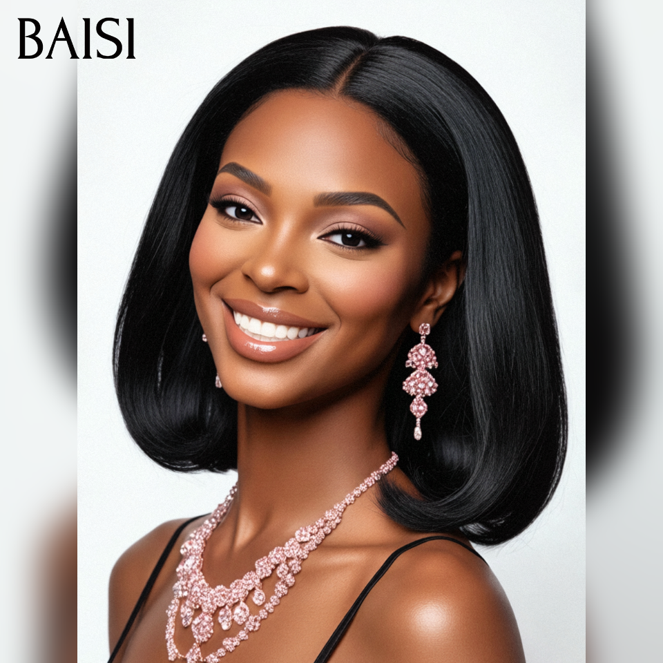 BAISI 100% Viêtnam Hair 2X6 Bob Perruque Naturelle Lisse BONE Straight 10 Pouce 89€ de luxe ou 10 Pouce Raw Hair 78€ moitié prix 300% Densité MP50
