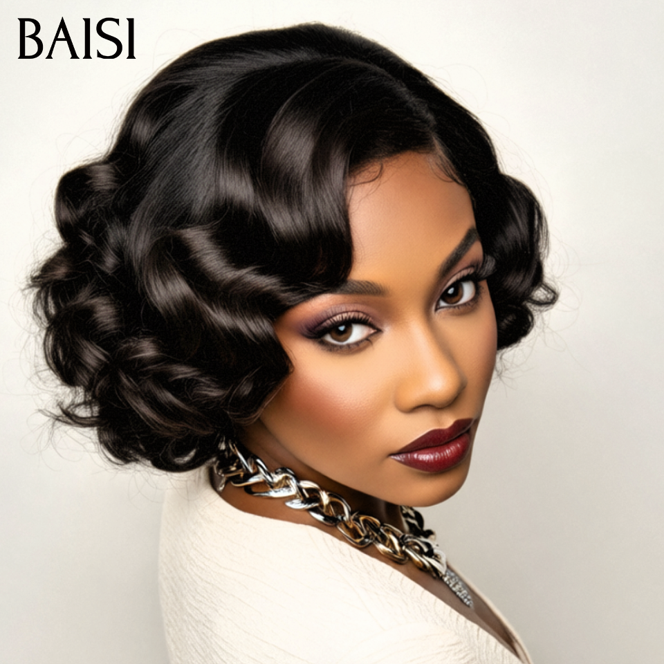 BAISI Pixie Wig Custom Colors In Color 1BT-4#350# €66 in 100% Human Hair FR38