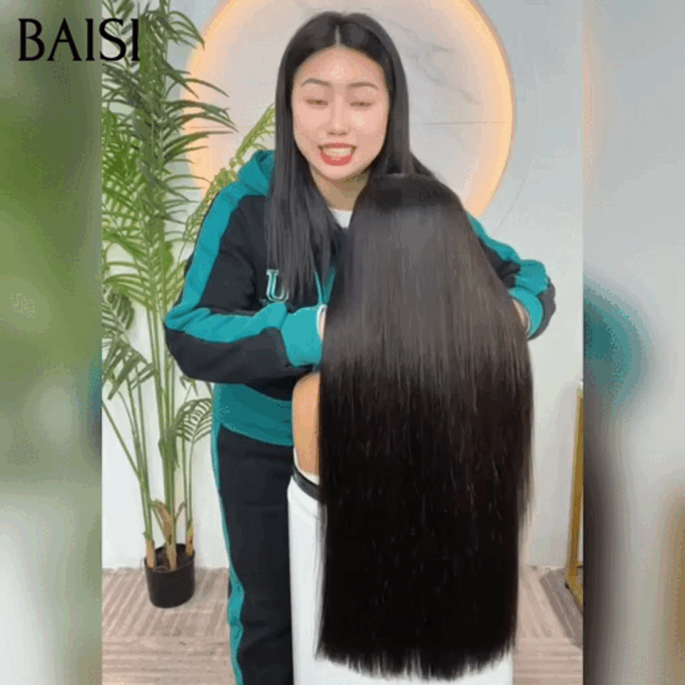BAISI 13X4 lace frontal Perruque pour revendre long Lisse NOIR Promo 24 Pouces 150€ 100% Raw Hair en 100% vrais cheveux humains