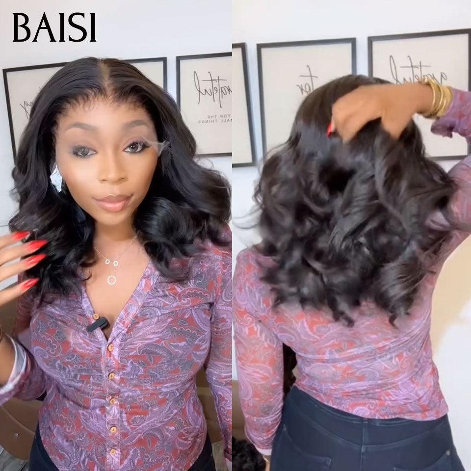 Parrucche BAISI Luxury Body Wave con frangia Realizzate con capelli doppiamente stirati con riga centrale naturale