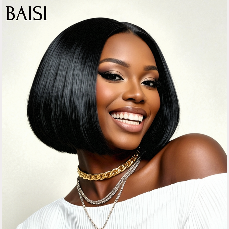 BAISI 4X4 raw hair 8 pouces lisse 66€ ou 100% Viêtnam Hair 2X6 Bob 85€ de luxe Perruque Naturelle Lisse BONE Straight 8 Pouces en 100% Cheveux humains  BS65