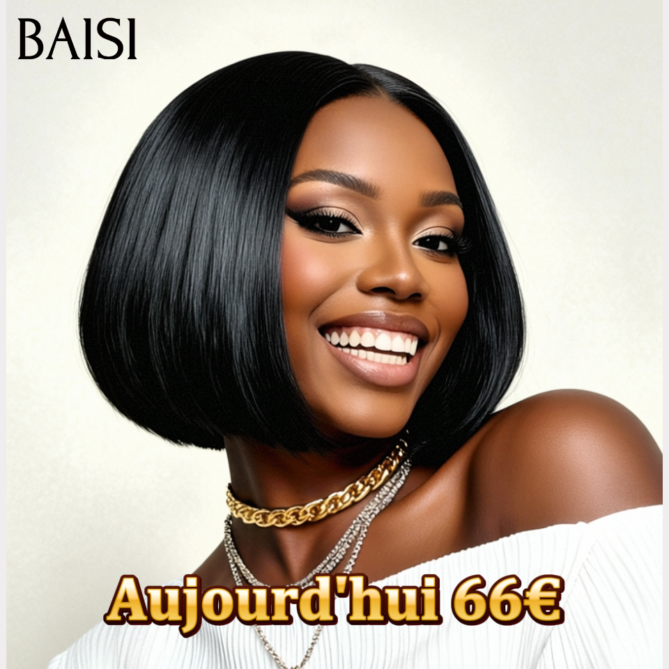 BAISI 4X4 raw hair 8 pouces lisse 66€ ou 100% Viêtnam Hair 2X6 Bob 85€ de luxe Perruque Naturelle Lisse BONE Straight 8 Pouces en 100% Cheveux humains  BS65
