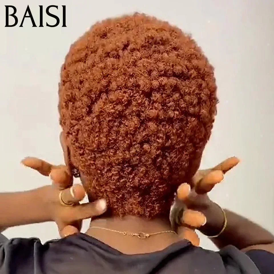 BAISI Achetez 2 perruques minimum au prix d'usine Perruque Pixie Afro Curl 13x4 lace frontal bouclé partout différentes couleurs disponibles en 100% cheveux humains F-905