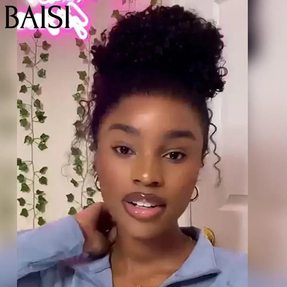 BAISI  Upgrade Invisible Strap 360 Frontal Curly bouclée Adjustable cordes invisible et réglable Pré-plucked Pas Besoin de Colle 250% densité en 100% Raw Hair Lace déjà couper