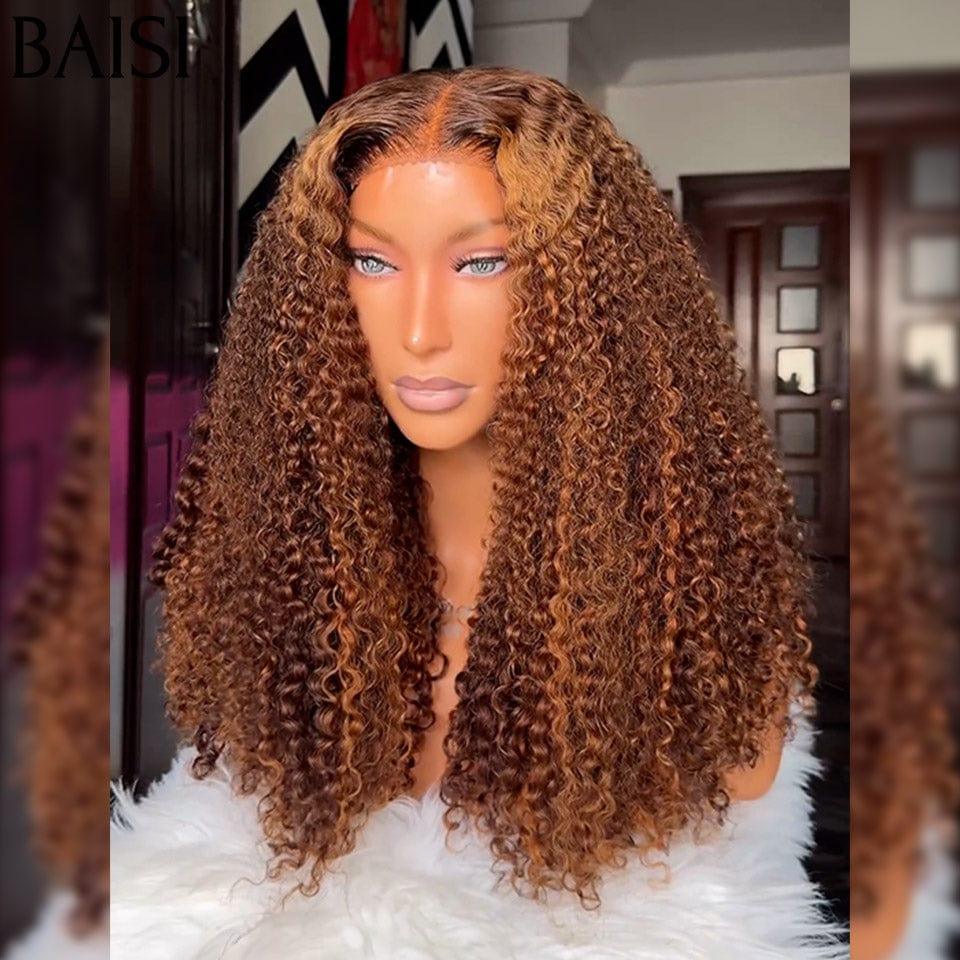 BAISI 4X4Perruques de Luxe Volume 250% densité en Couleur 4#Mix30# Curly Wave double drawn mèches vièges  en 100% Cheveux Humains