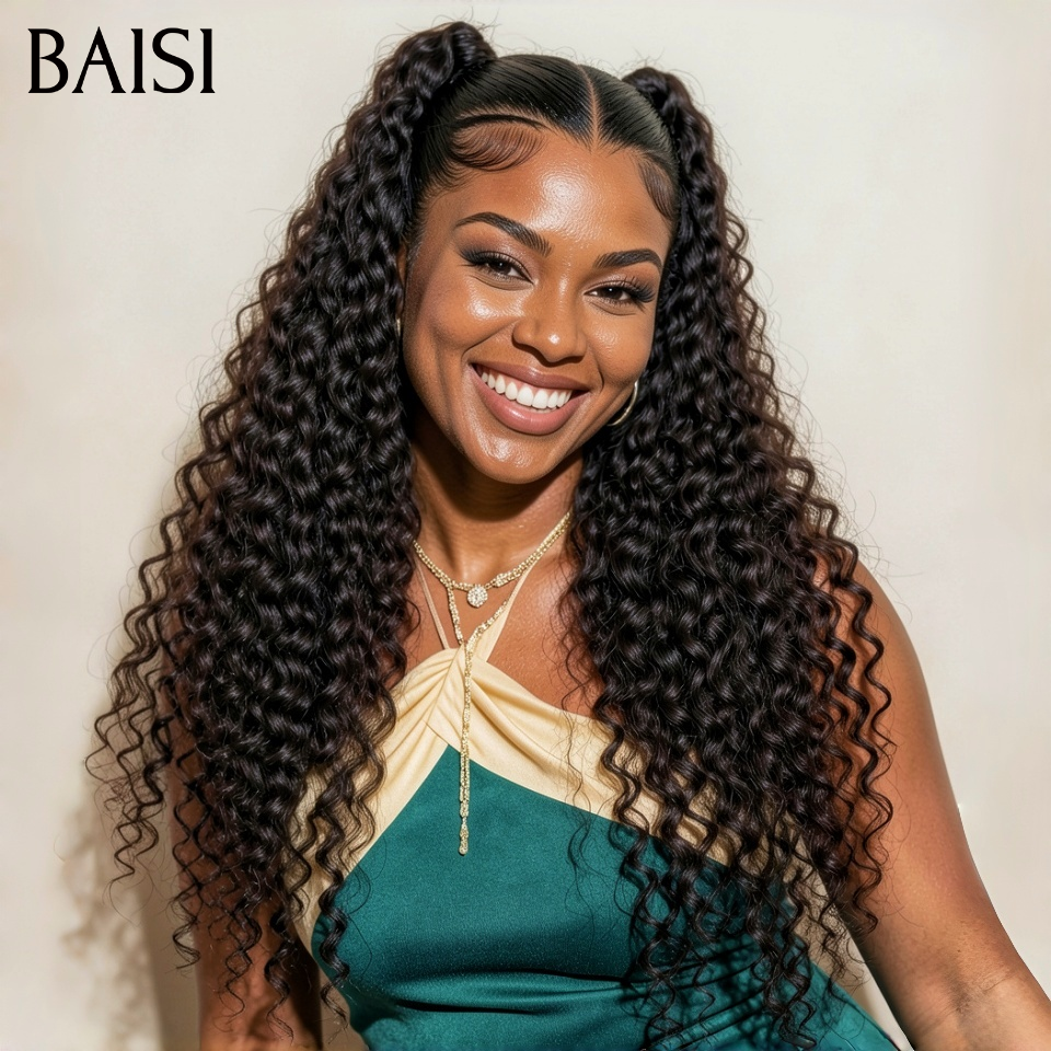 Nouveau produit  13x4 lace frontal curly wave Perruque avec Chignon de nattes Déjà Coiffée PROMO en 100% Cheveux Humains