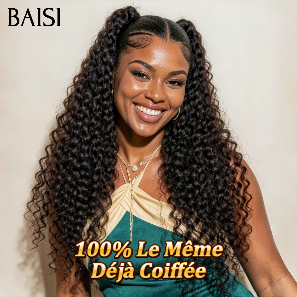 Nouveau produit  13x4 lace frontal curly wave Perruque avec Chignon de nattes Déjà Coiffée PROMO en 100% Cheveux Humains
