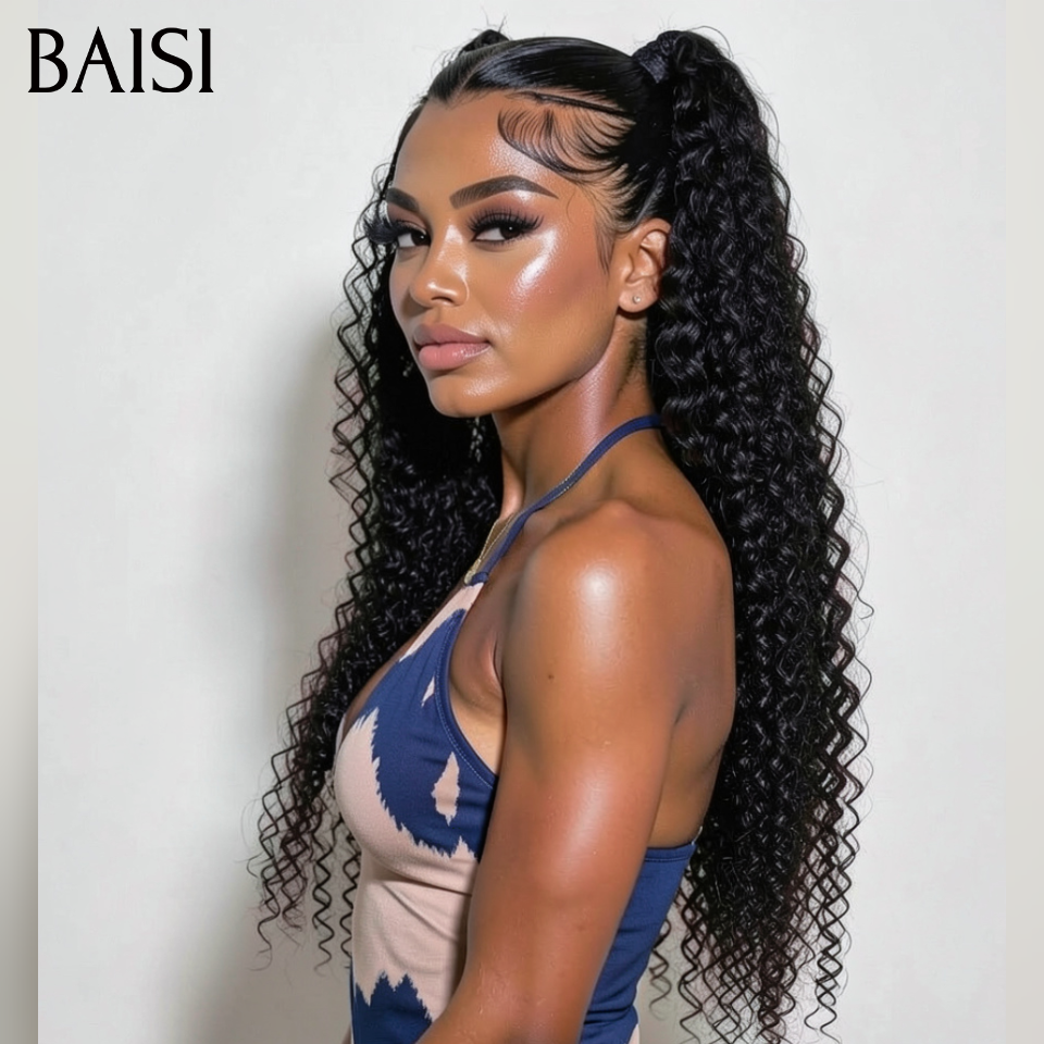 Nouveau produit  13x4 lace frontal deep wave Perruque 89€ avec Chignon de nattes Déjà Coiffée PROMO en 100% Cheveux Humains