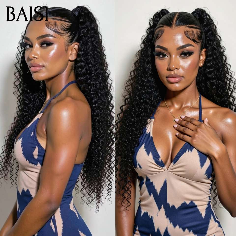 Nouveau produit  13x4 lace frontal deep wave Perruque 89€ avec Chignon de nattes Déjà Coiffée PROMO en 100% Cheveux Humains