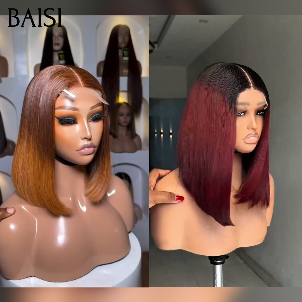 13x4 lace frontal Perruque Lisse BOB en 2 couleurs Miel ou Bordeaux 100% bonne qualité en 100% Cheveux Humains
