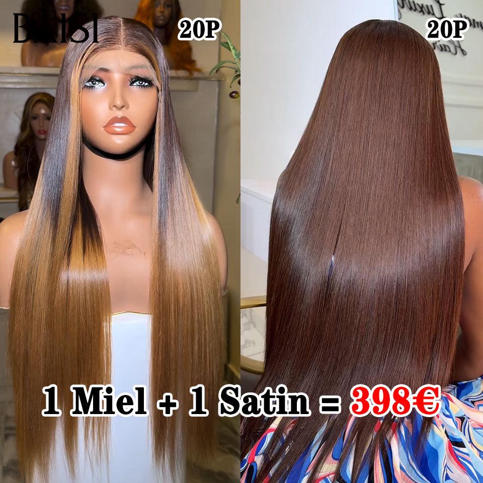 BAISI 2 Wigs WITHOUT glue Body wave and curly wave to resell €275 18 inches in 100% real human hair VIP100