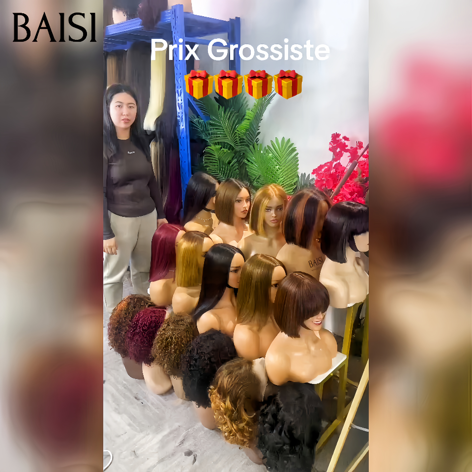 BAISI pour revendre 1 lisse + 1 bordeau 18p = 169€ ou 6 coupes bobs 239€  en 100% vrais cheveux humains