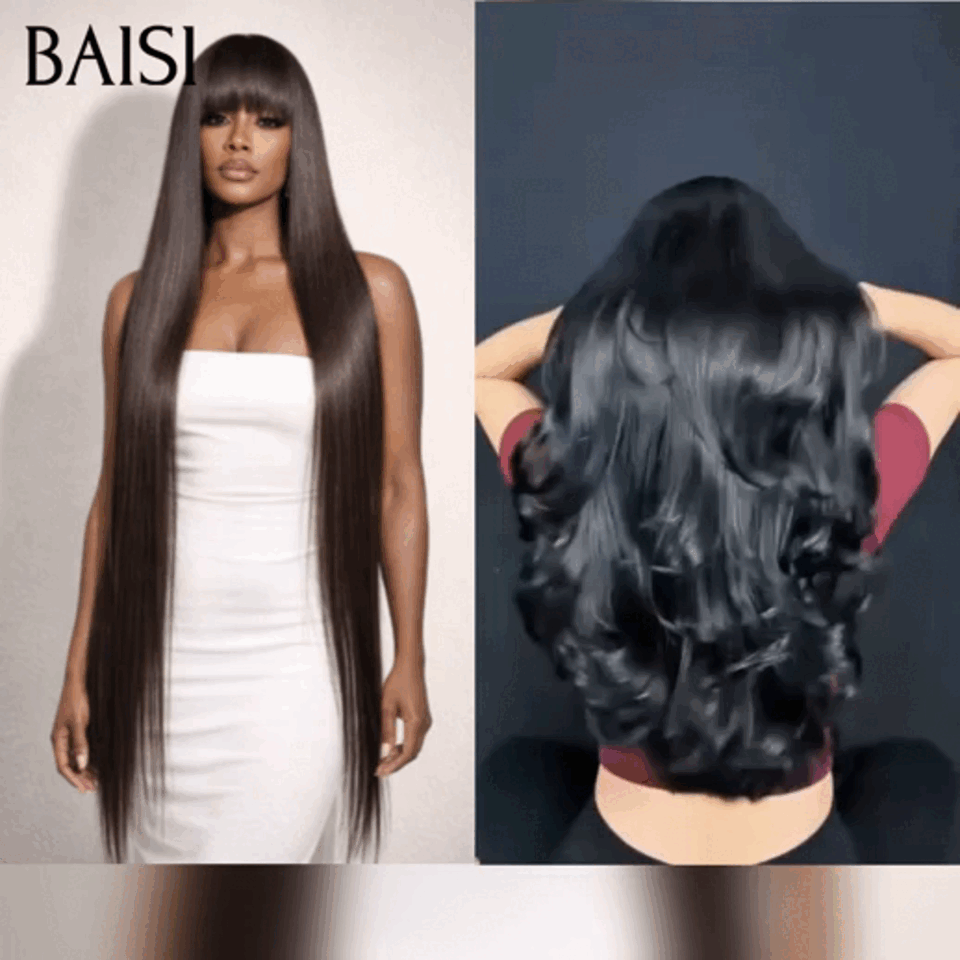 BAISI Acheter 40 pouce + 20 pouce Gratuite = 99€ sans colle sans lace facile à porter en Blended human hair