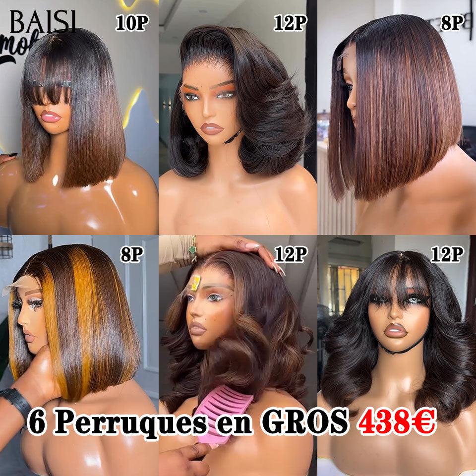 BAISI 6 Perruques en GROS 438€ 6 styles de perruques différents en 100% Cheveux Humains BS65