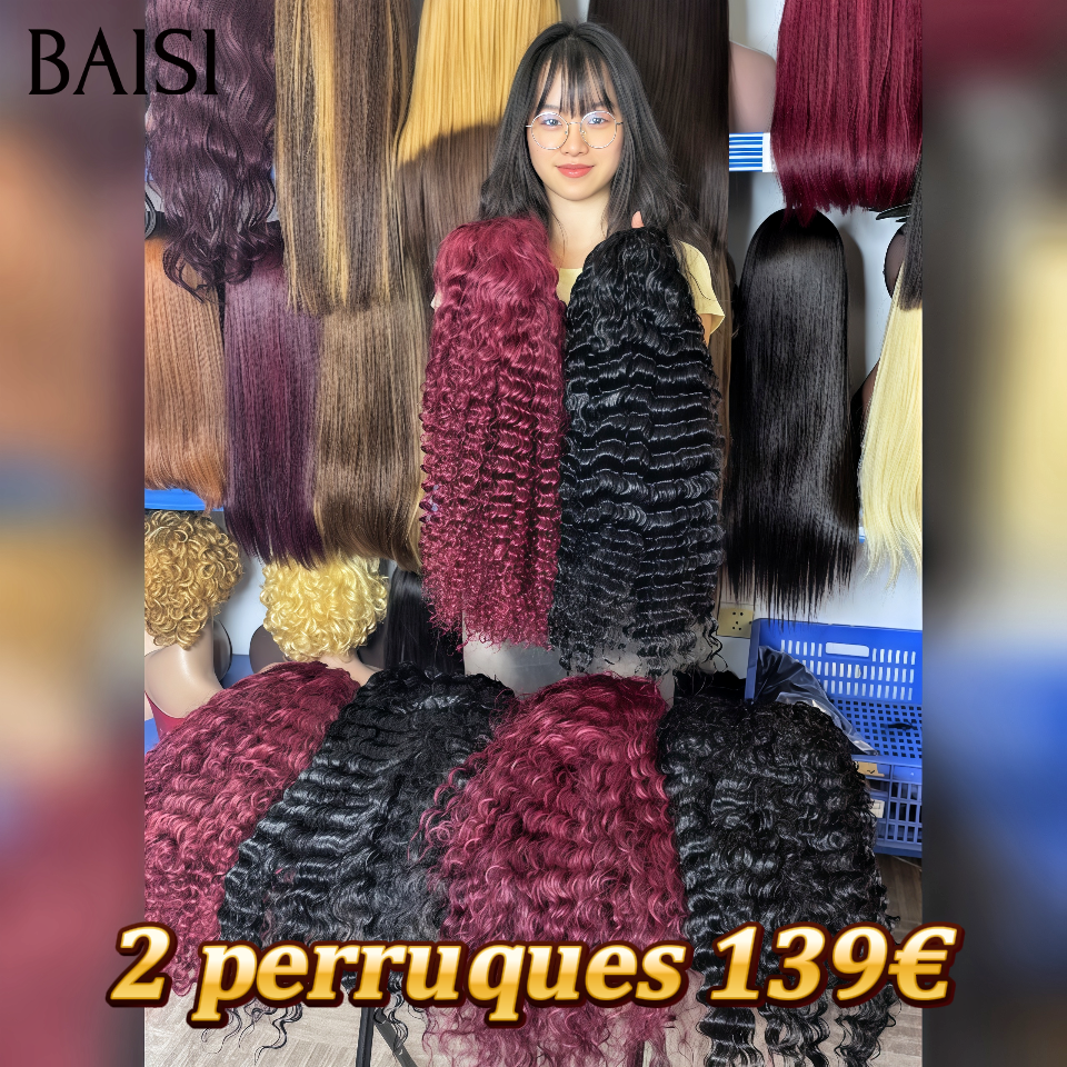13x4 lace frontal Perruque deep wave en couleur NOIR et bordeaux 2 perruques 16 pouces 139€ en 100% Cheveux Humains
