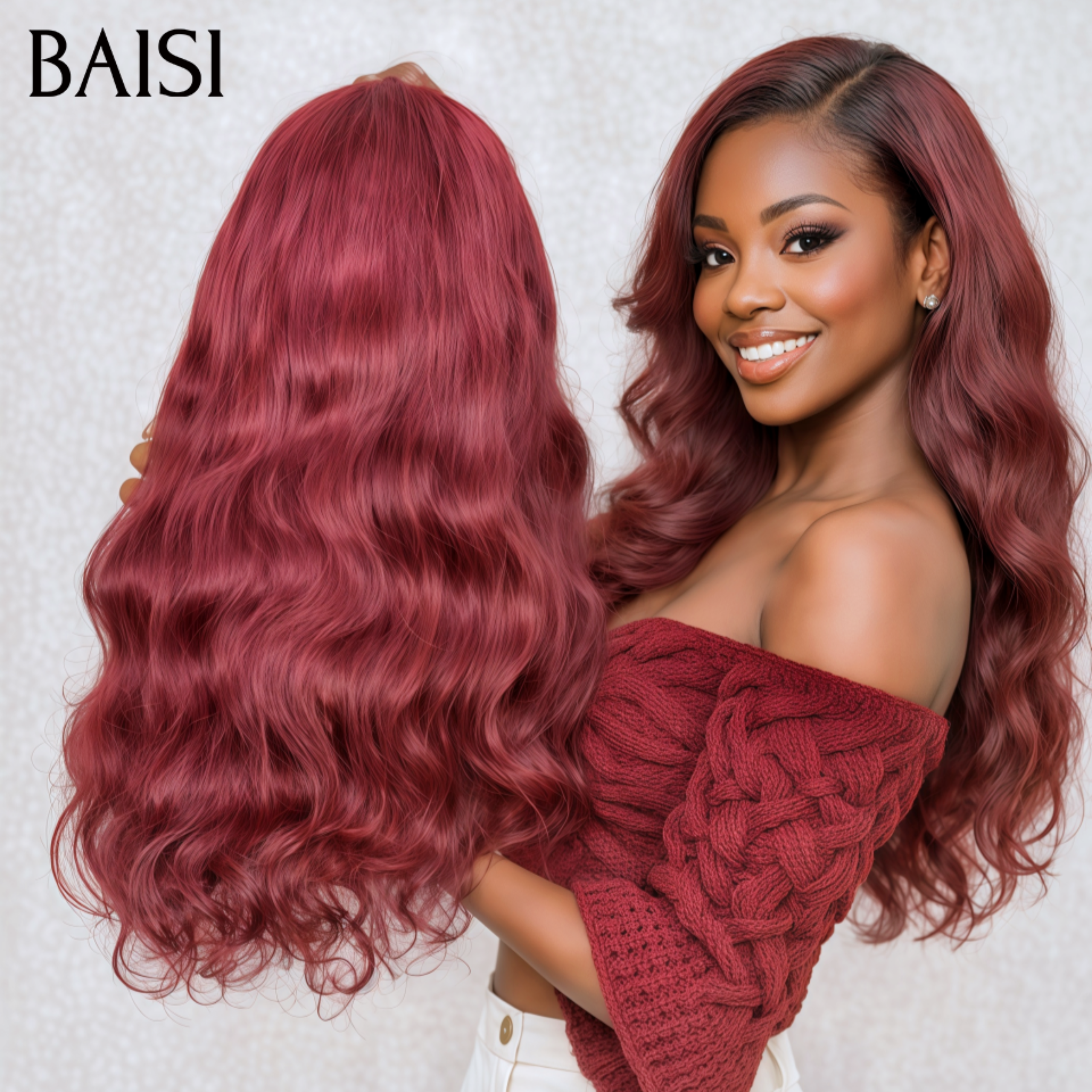 BAISI 13X4 parrucca liscia mista miele o Body Wave + regalo in colore rosso o bordeaux a metà prezzo in 100% capelli umani MP50