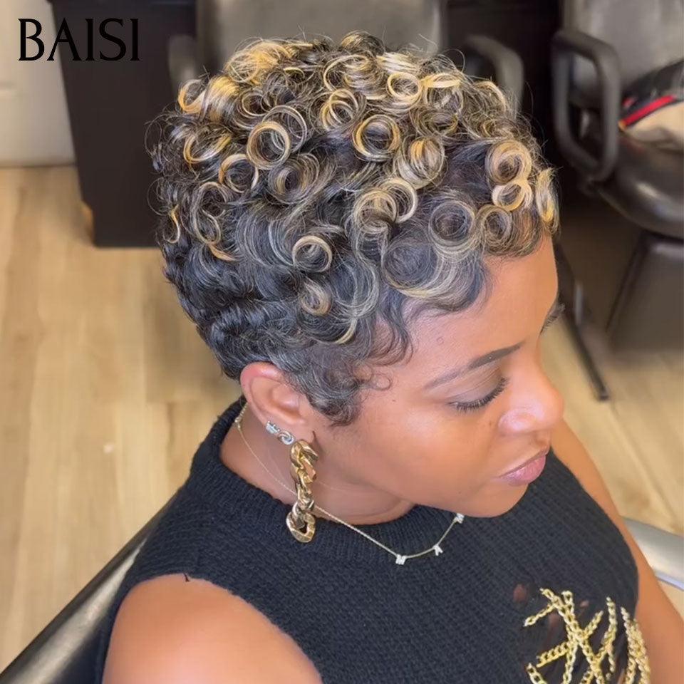 BAISI Perruque Chioma Pixie finger wave 1 achetée + 1 cadeau OFFERT en Promo Couleurs Mixte sans 44€ Colle sans lace En 100% Cheveux Humains FR38