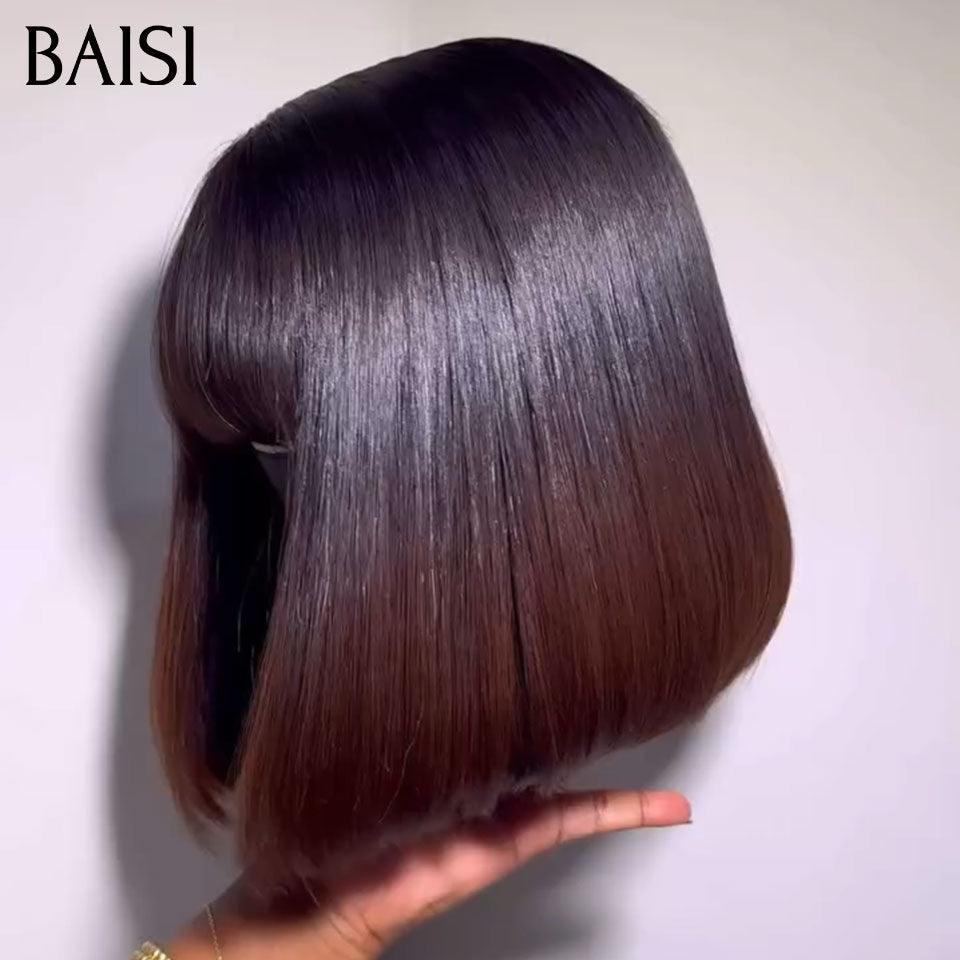 BAISI  Perruques 98€ 8 Pouces Bob lisse Avec Frange en couleur 1BT4# de Luxe 100% Vietnam Hair SDD BONE STRAIGHT 300% densité  BS65