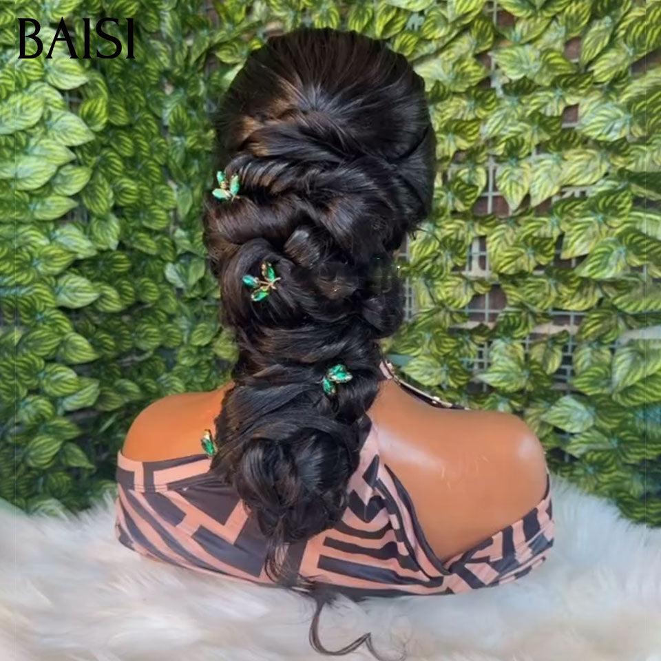 BAISI Coiffure de luxe Hedy Perruques Mariage noir Prête à porter chignon et personalisation comme sur la vidéo 100% identique avec lace frontale événement spécial