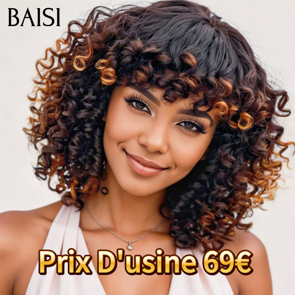 BAISI Achetez 2 perruques minimum au prix d'usine fournisseur sans colle egg wave noir mixte miel en 100% Cheveux Humains(Pas Besoins De Code)