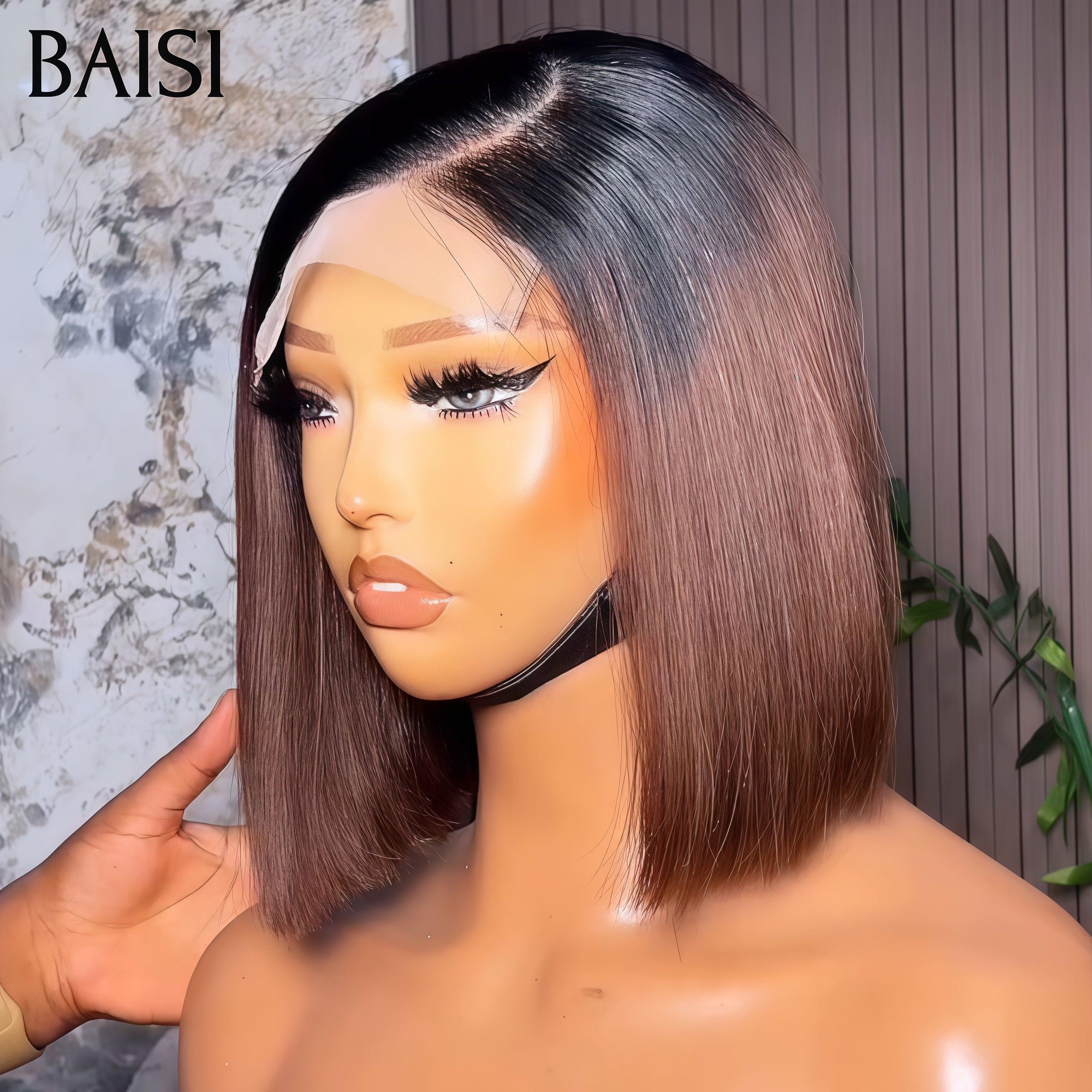 BAISI PROMOTION 72€ Perruque 4X4 lace Bob 10 Pouces Lisse 1BT4#  Moitié Prix en 100% Cheveux Humains MP50