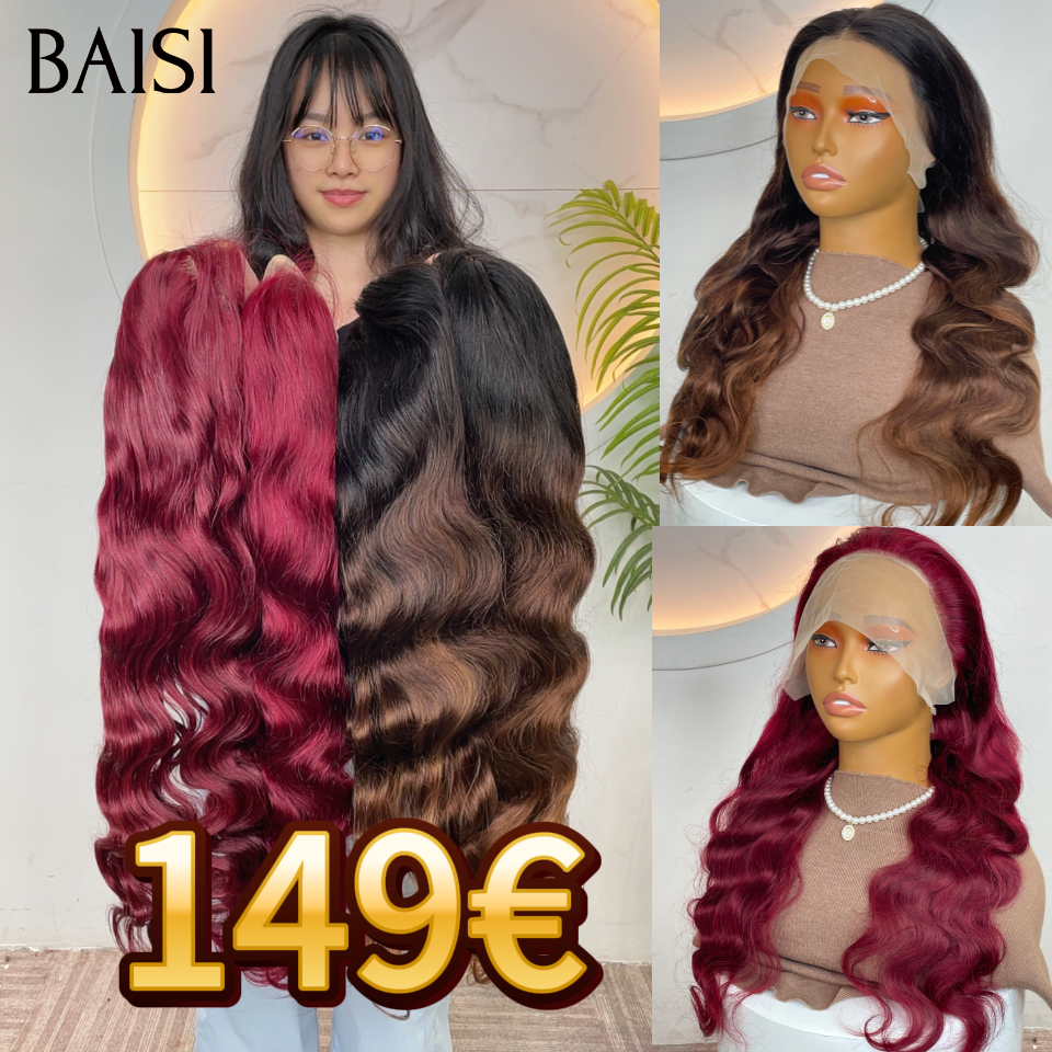 2 perruques 16 Pouces 149€ 13x4 lace frontal Perruque Body wave 2 couleurs Bordeaux ou Marron en 100% Cheveux Humains