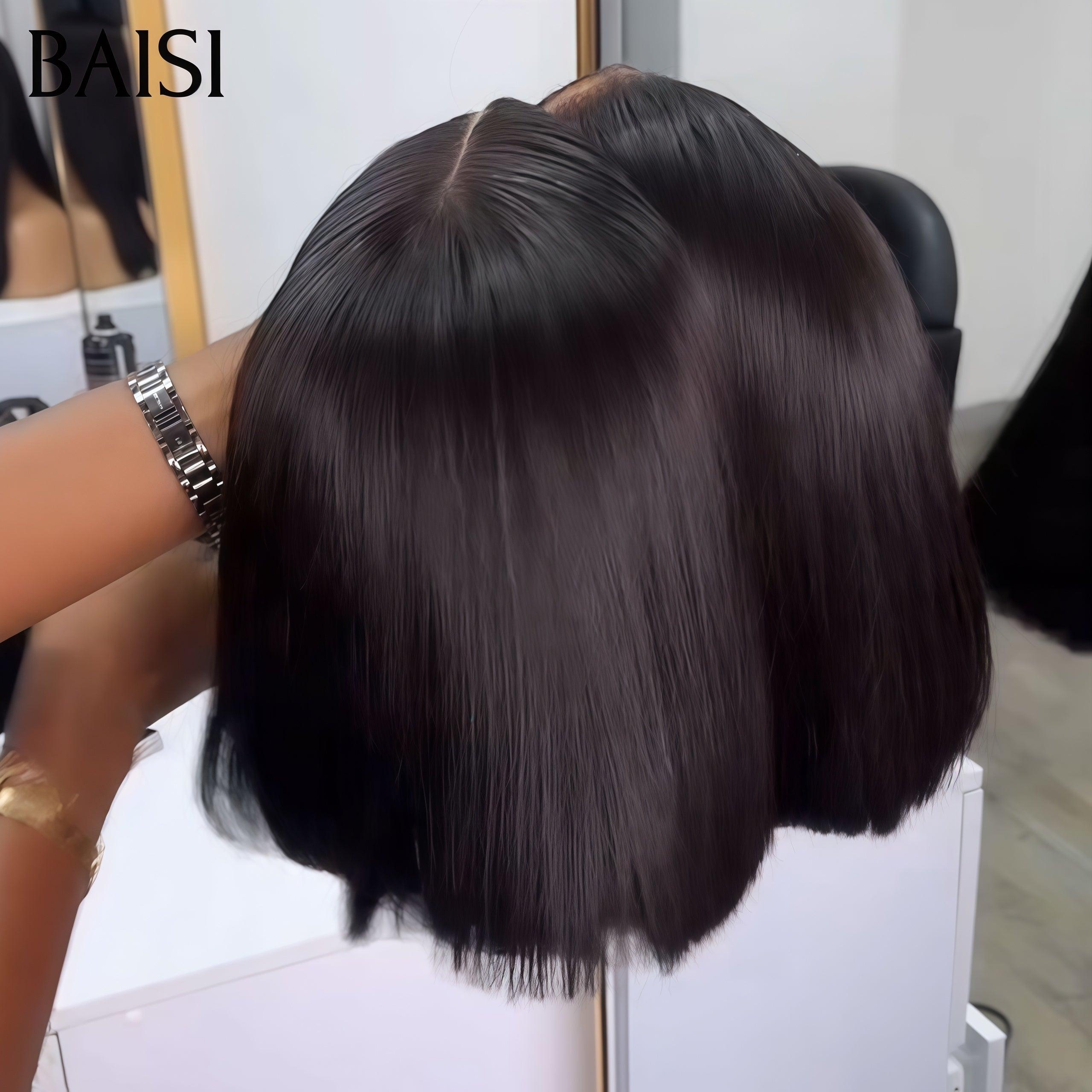 BAISI 13X4 Perruques 10 Pouces de Luxe Lisse bob SDD BONE STRAIGHT 300% densite A1 Fabriquées par les cheveux double drawn