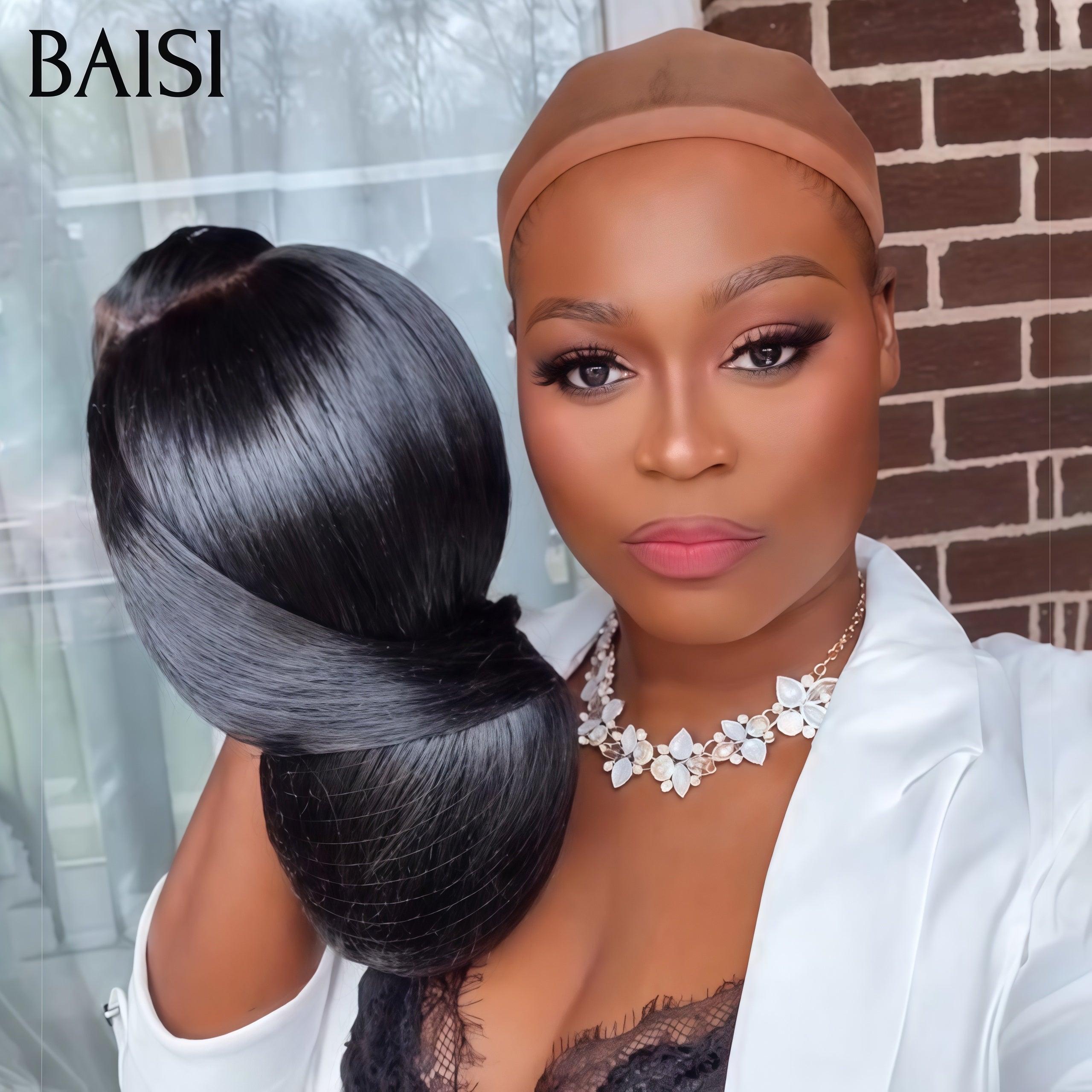 BAISI Coiffure de luxe Fay Perruques Mariage noir Prête à porter chignon et personalisation comme sur la vidéo 100% identique avec lace frontale événement spécial
