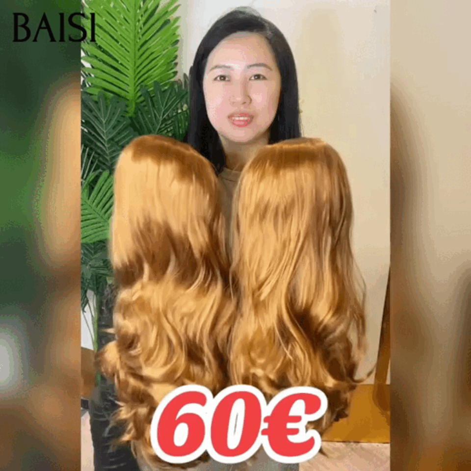 BAISI Promotion egg wave couleur miel 24 pouce 60€ Perruque Moitié Prix en Blended human hair sans retour