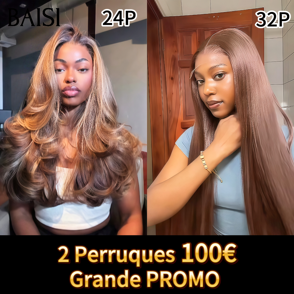 Vente en gros 2 perruques 100€ 2 couleurs différentes tailles marron stock limité soldes sans retour blended human hair