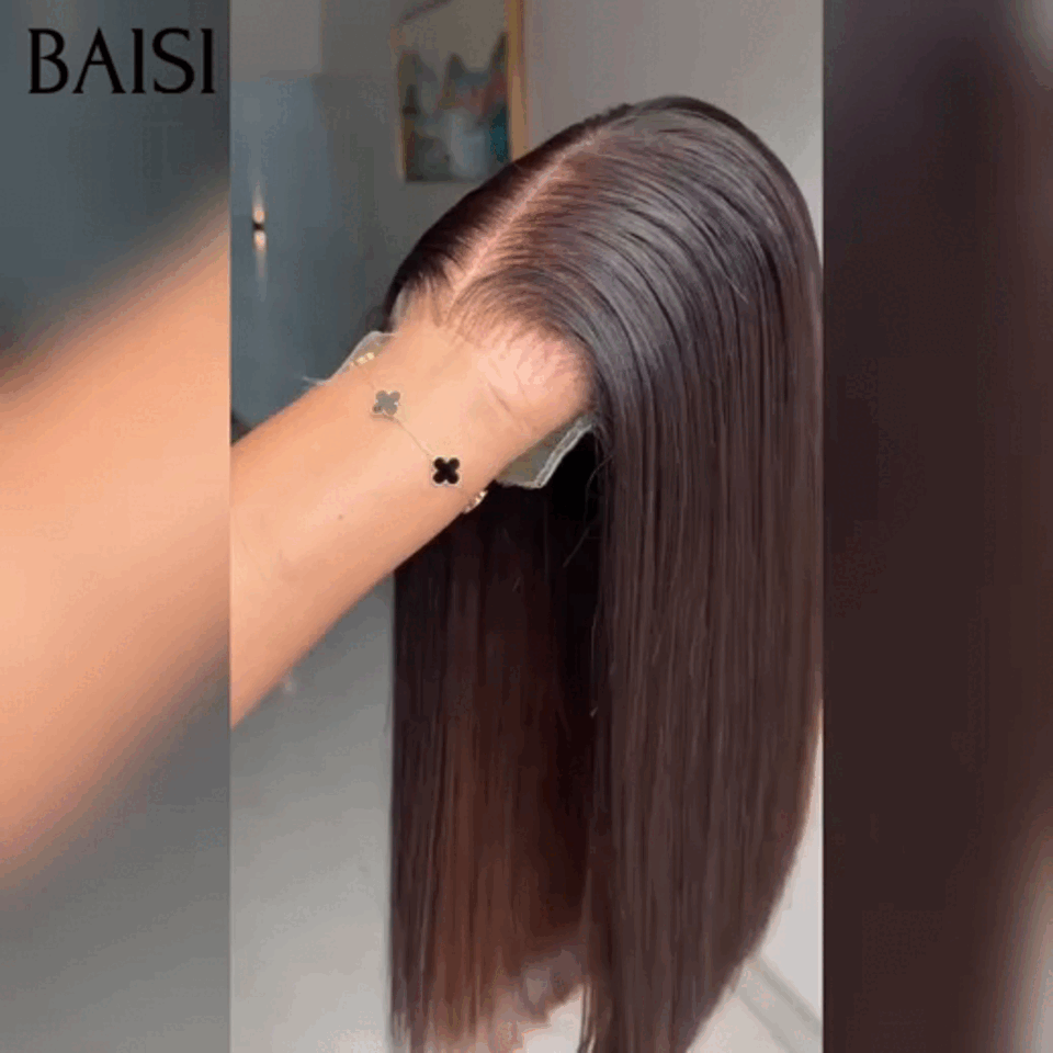 BAISI Ricevuta 48H + IVA 0€ 4X4 Chiusura Parrucca Naturale Liscia 66€ metà prezzo 200% Densità in 100% Capelli Umani
