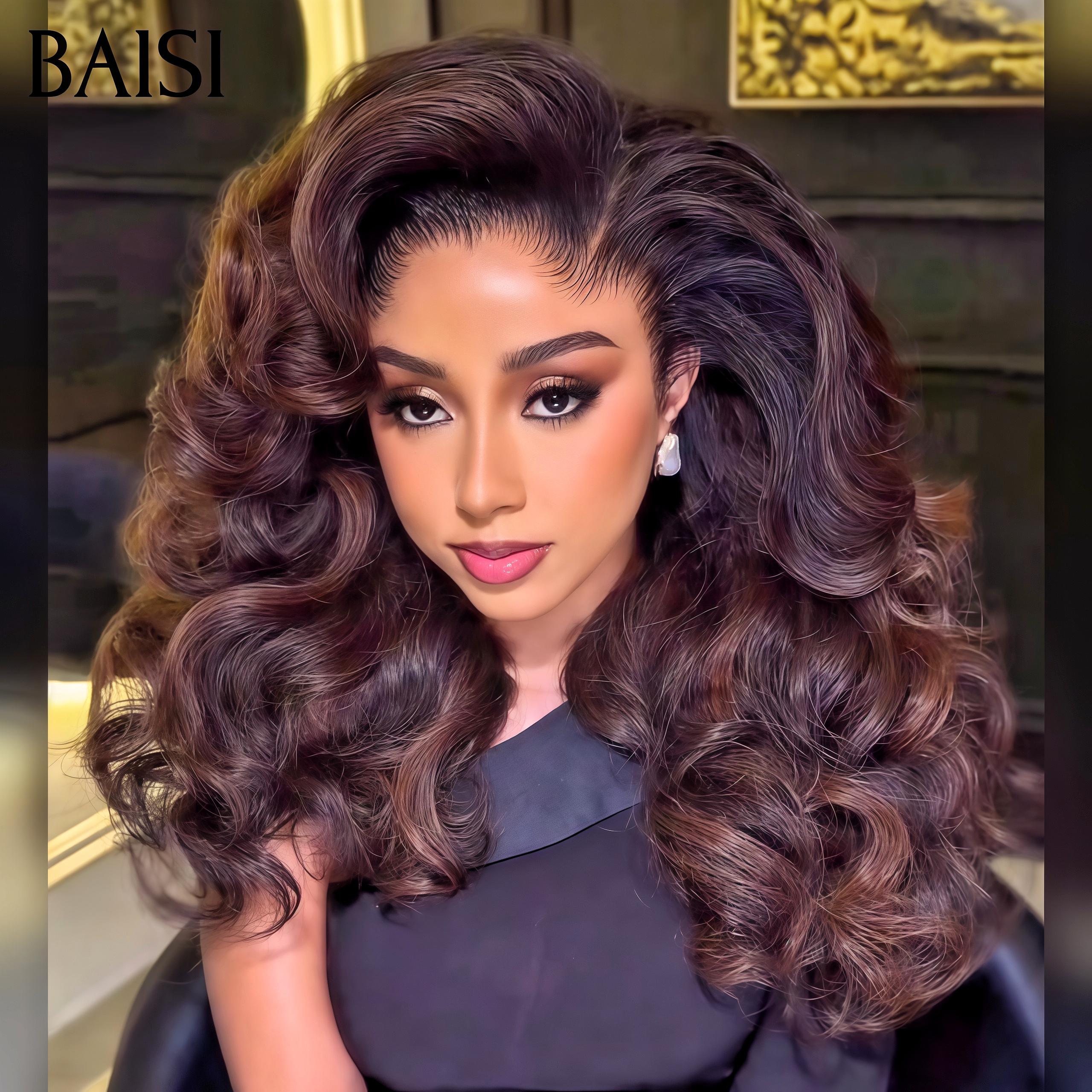 BAISI Raw Hair 99€ Marron Wave 100% Cheveux Humain Hair ou 13x4 Lace Frontale Perruque Body wave Marron Mixte Miel curly wave 20 Pouces 100€ Moitié Prix 100% Cheveux Humains soldes sans retour