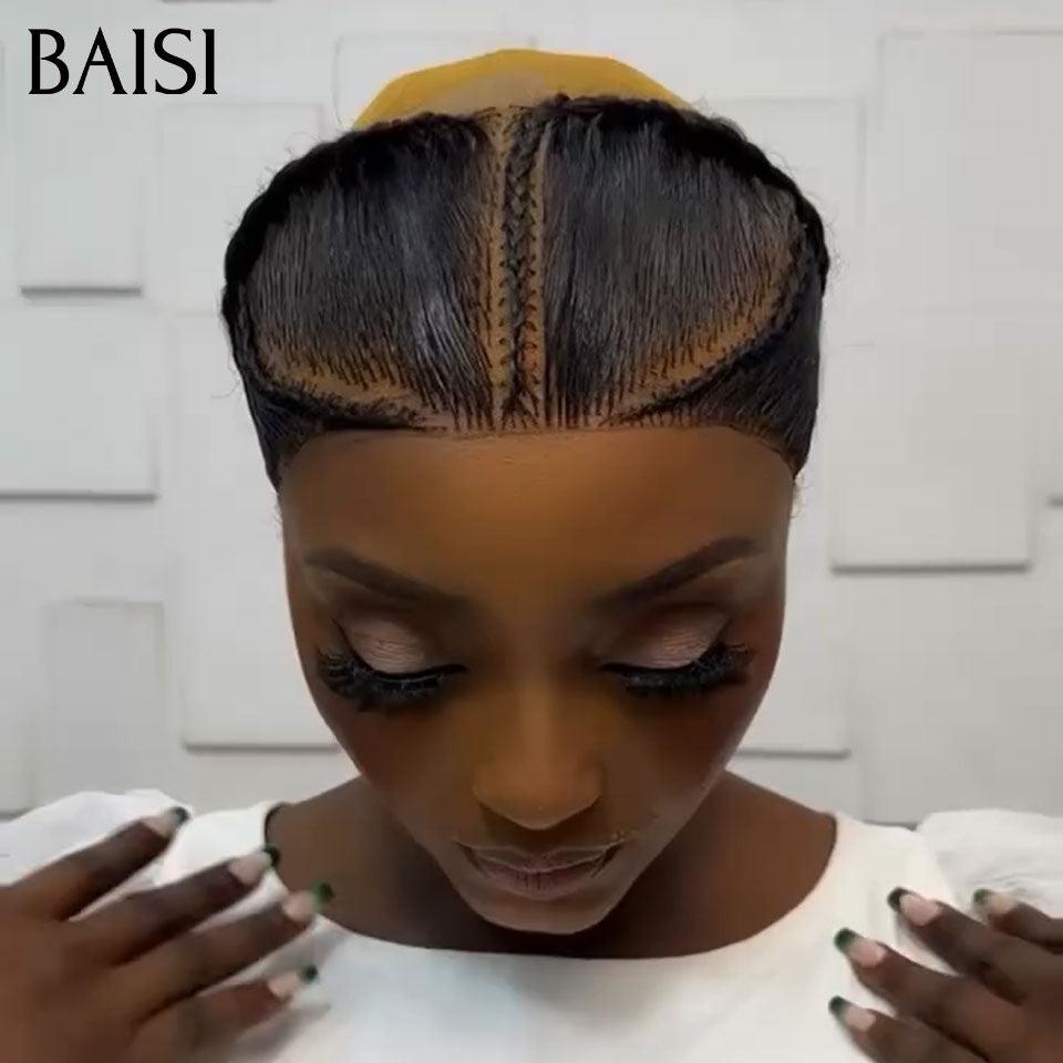BAISI Grande lace frontale avec natte prête à porter sans colle simple et efficace résultat beau et naturel ou  perruque bouclée 85€