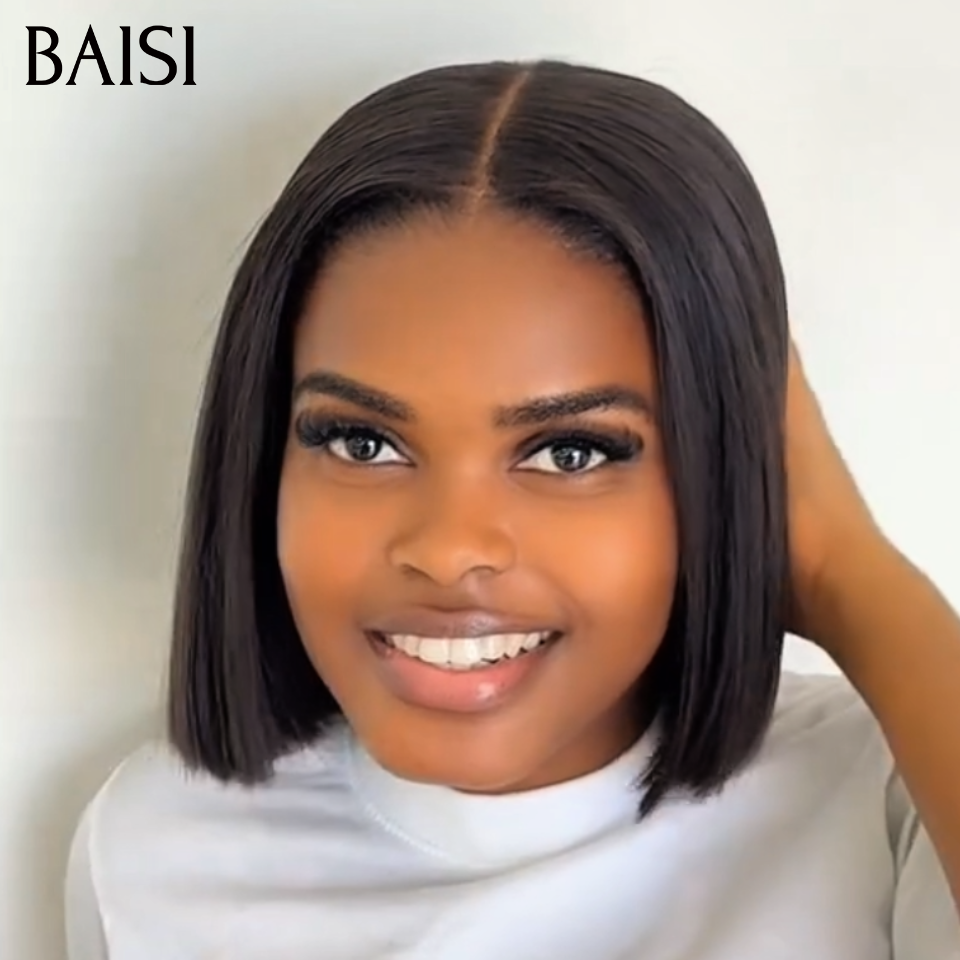 BAISI Smooth Bob Wig with Bangs in Brown #4 or 2X6 · BOB Smooth 14 Inches · 148€ Luxury 100% Human Hair