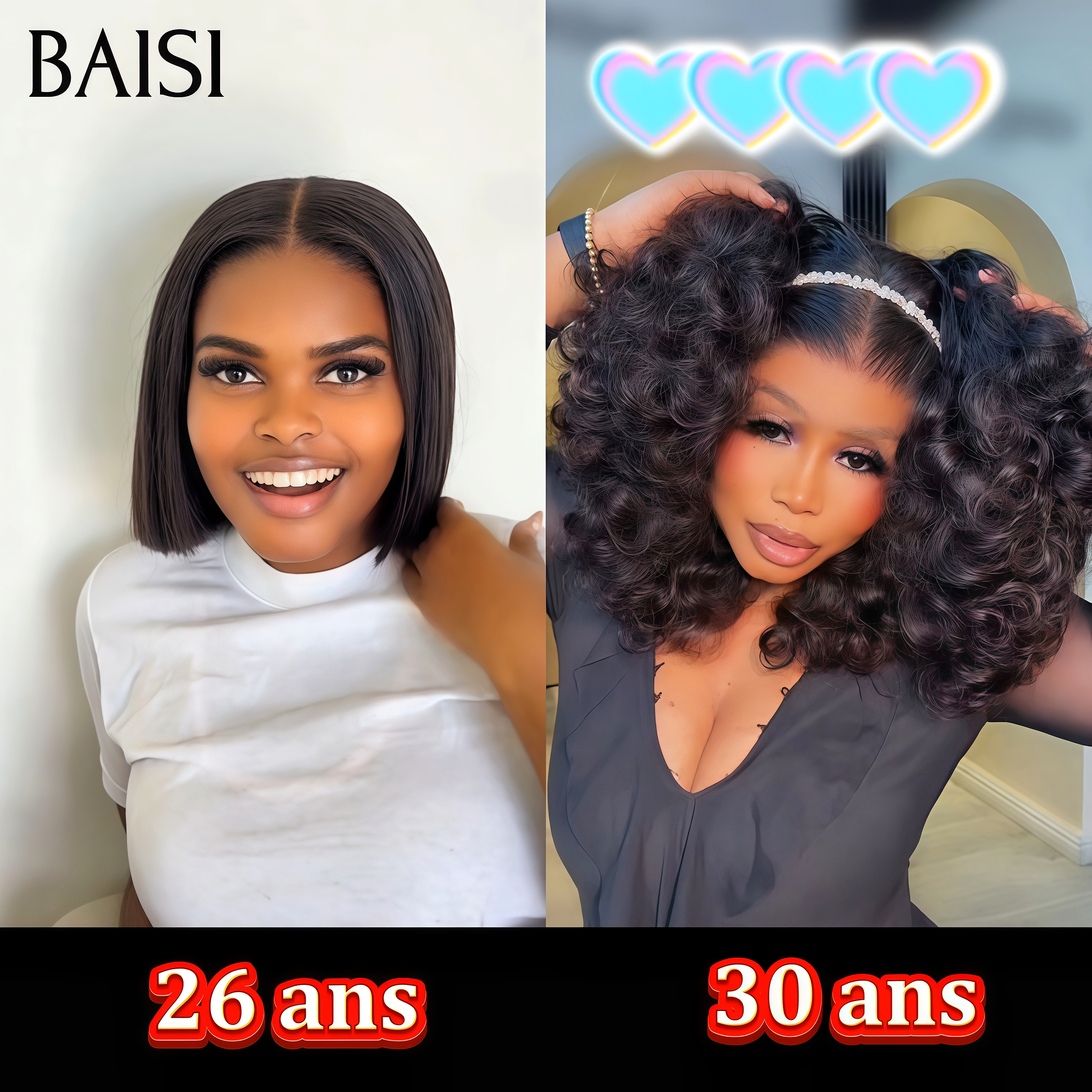BAISI parrucca Bob pixie con finger wave, frontal metà prezzo 100% capelli umani 55€