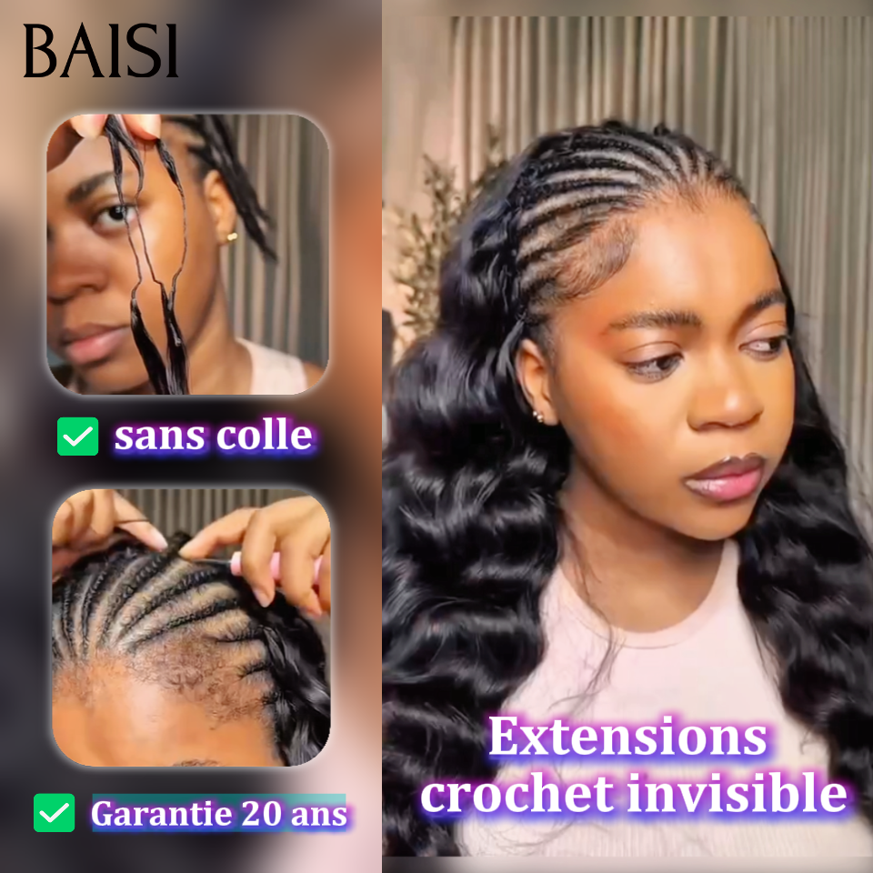 Extensions de Cheveux Humain Body wave Plume Double Tête Style Crochet Hair Extensions crochet invisible & Confort, Garantie 20 ans