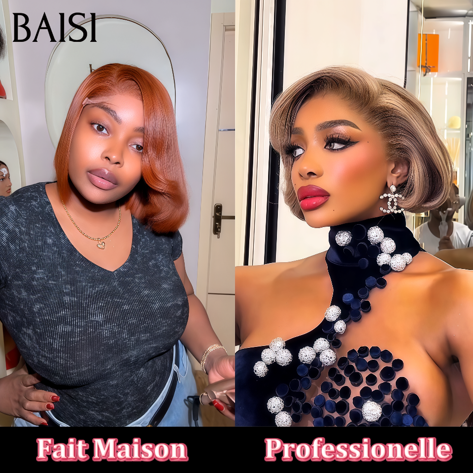 BAISI Promo bob Blended human hair lisse Coiffure Professionelle 50€ ou Coiffure Fait Maison 50€ PRIX GROSSITE en 100% Cheveux Humains
