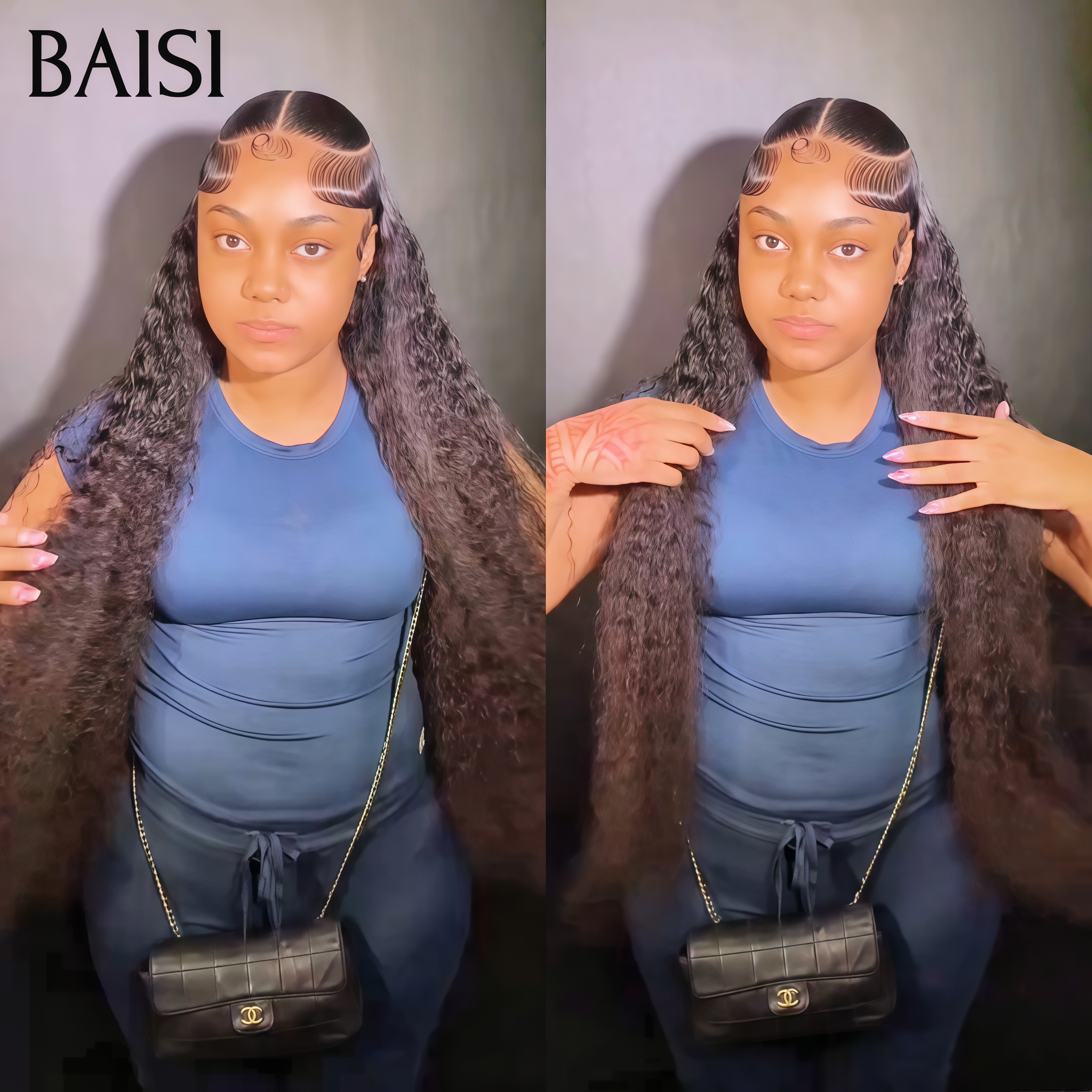 GRANDE PROMO 13x4 lace frontal Perruque curly wave en NOIR 22 Pouces 160€  ou 32 pouce 260€ 100% Garantie en 100% Cheveux Humains