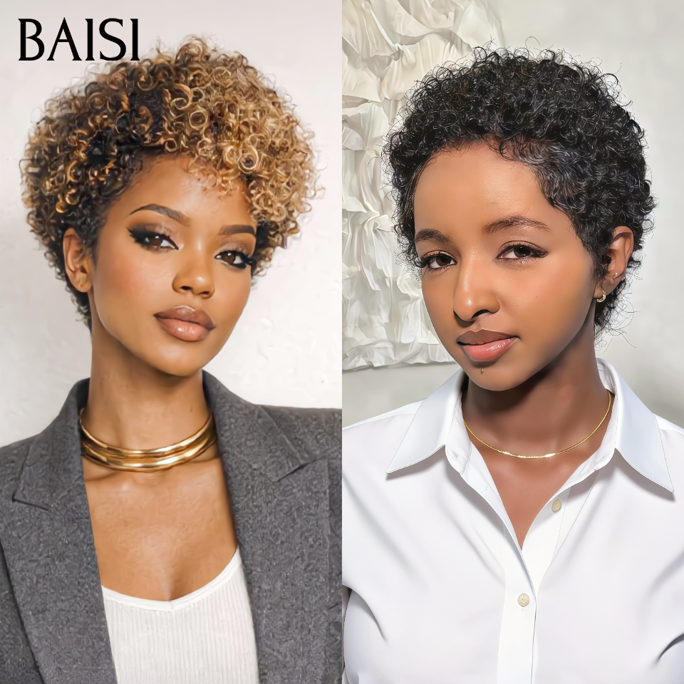 BAISI 2 Pixie Curtas 80€ pixie afro ou 4 Perucas para revenda 310€ em 100% cabelo humano verdadeiro