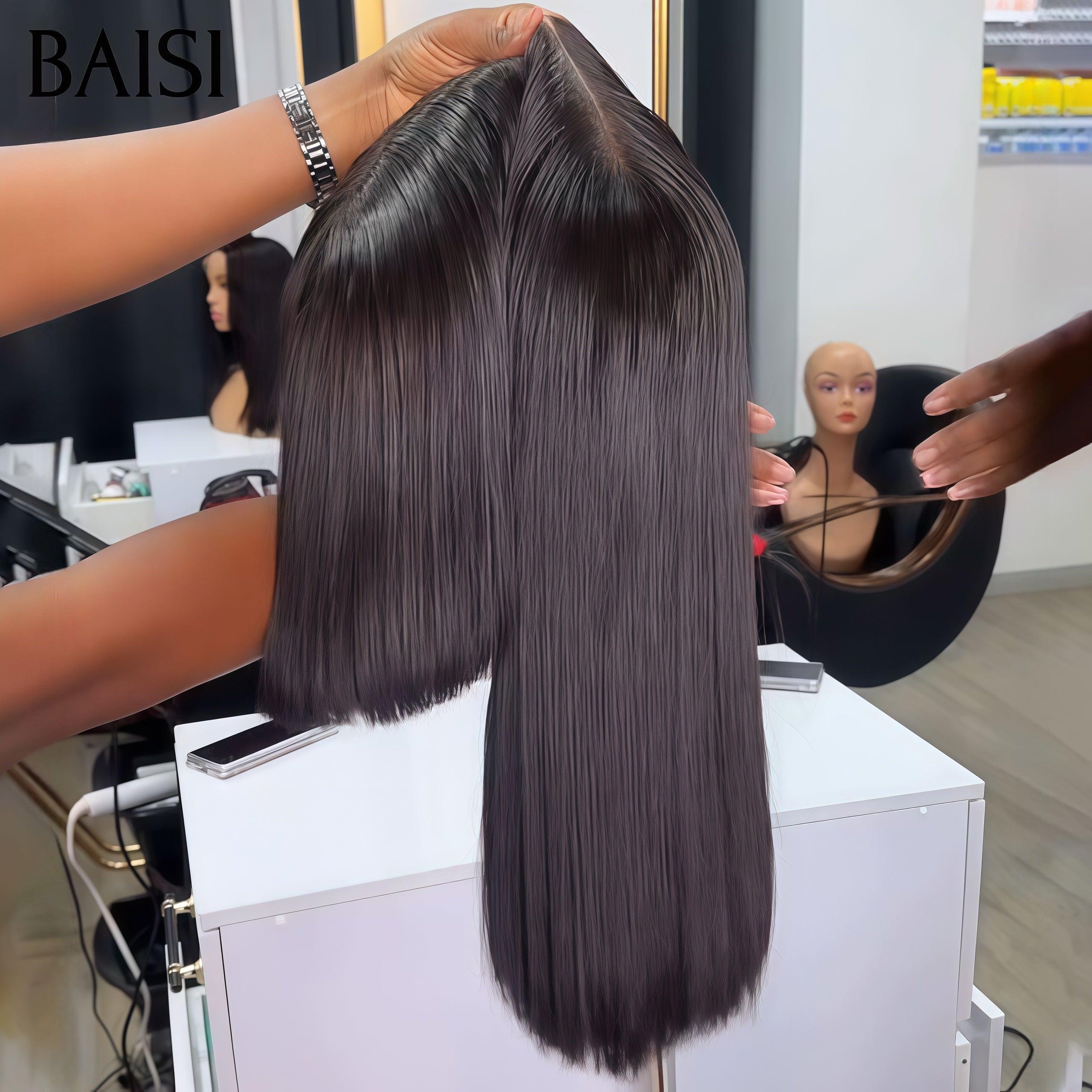BAISI Perruques de Luxe 2x6 Lace Closure Perruque BOB Lisse bone straight En 100% Cheveux Humains Vietnam Hair  plus de 20 ans d' utilisation