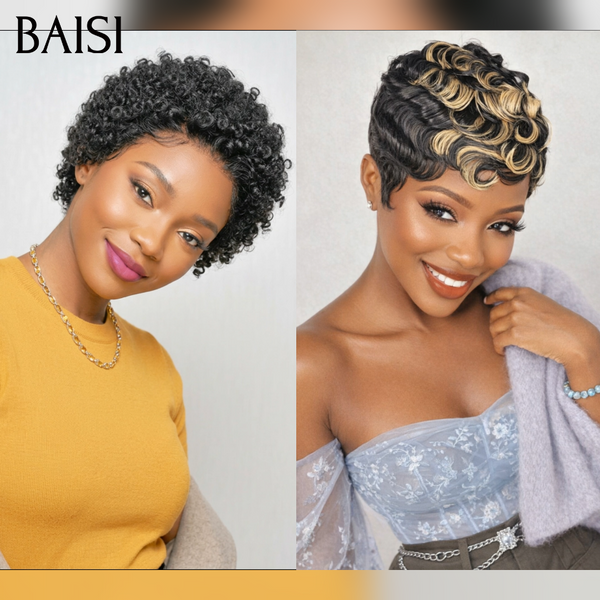 BAISI Achetez 1 + 1 Gratuite = 69€ Sans Colle 2 couleur NOIR et Mixte en 100% vrais cheveux humains code：FR38