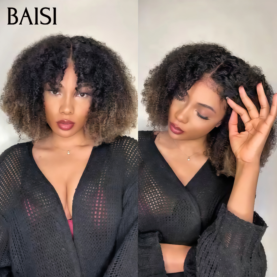 BAISI PROMO Perruque sans lace sans colle curly Wave avec Frange en 1BT27 59€ en 2*6 lace frontal Vietnam Hair 169€   en 100% vrais cheveux humains