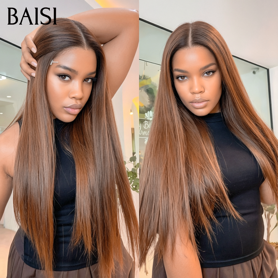 BAISI 13x4 lace frontal Perruque Grande Promo 18 pouces Lisse raw hair produit  en couleur Marron ou 18 pouces Vietnam Hair en 100% Cheveux Humains