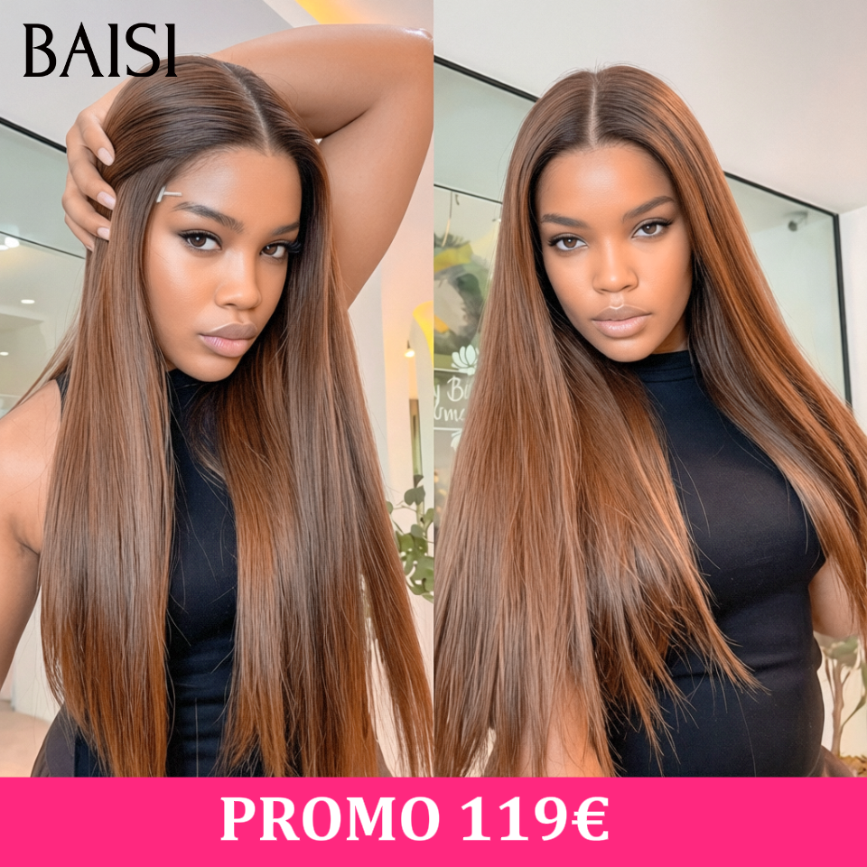 BAISI 13x4 lace frontal Perruque Grande Promo 18 pouces 119€ Lisse raw hair produit  en couleur Marron ou 18 pouces Vietnam Hair en 100% Cheveux Humains