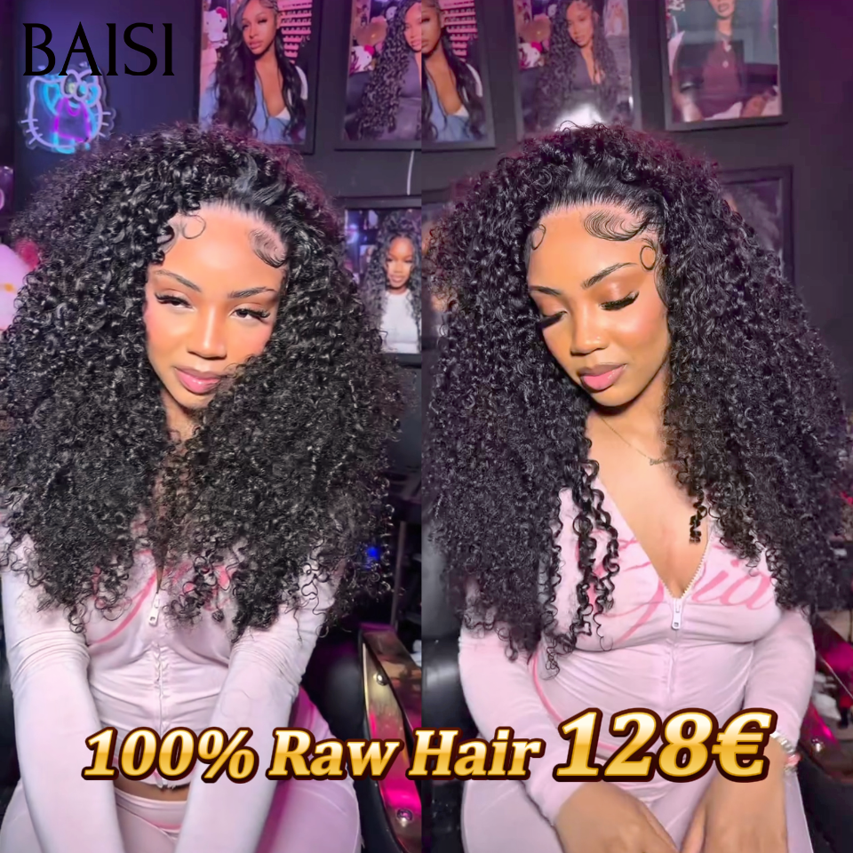 BAISI Nouvelle Arrivée Promo 100% Raw Hair curly wave 20 pouces en noir 128€ ou 13X4 lace frontal BOB curly wave 14 pouces Moitié Prix en couleur NOIR Mixte Miel  85€ 100% cheveux humains