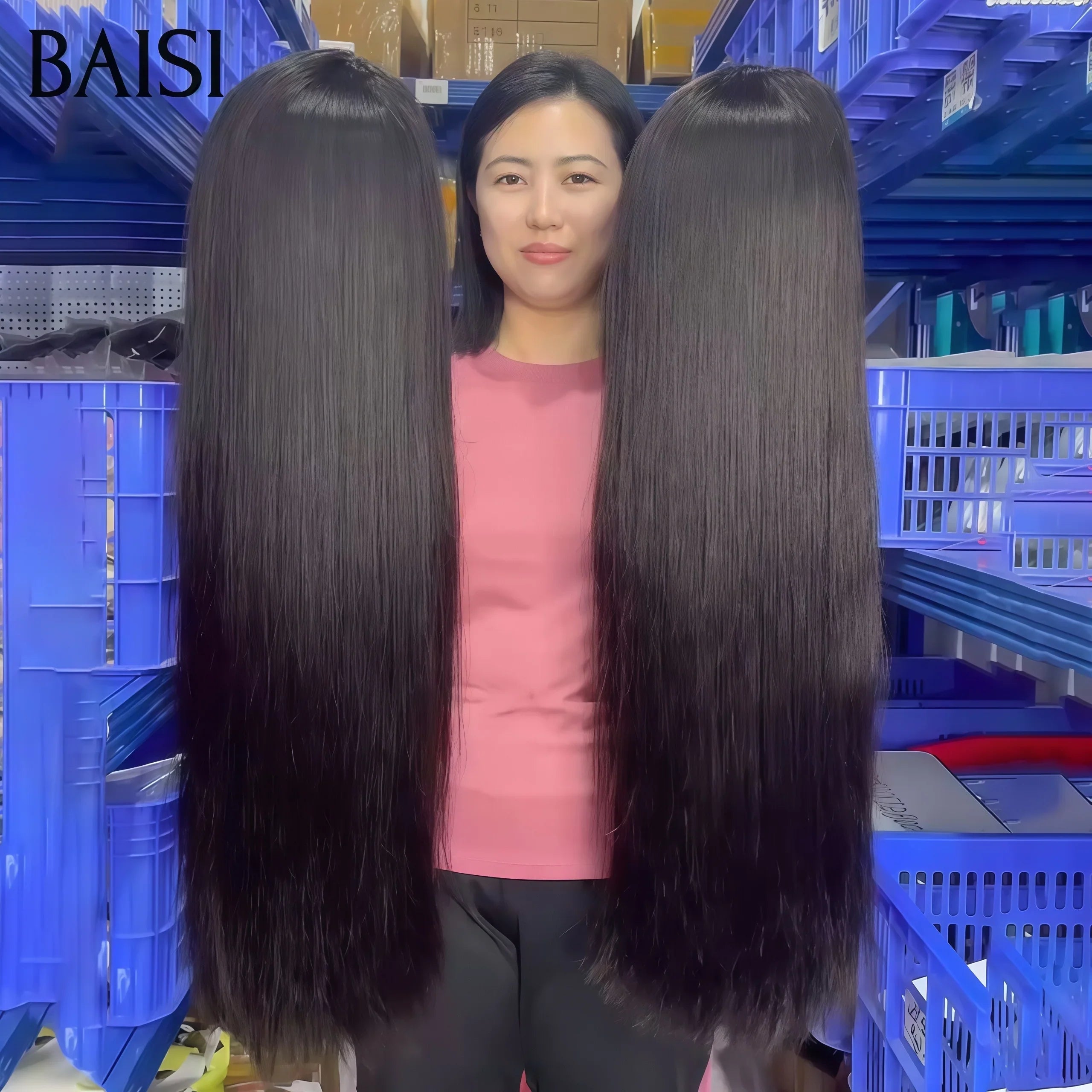 BAISI 13X4 Perruques de Luxe Lisse SDD BONE STRAIGHT 24 Pouces 268€ 300% densite A1 Fabriquées par les cheveux double drawn