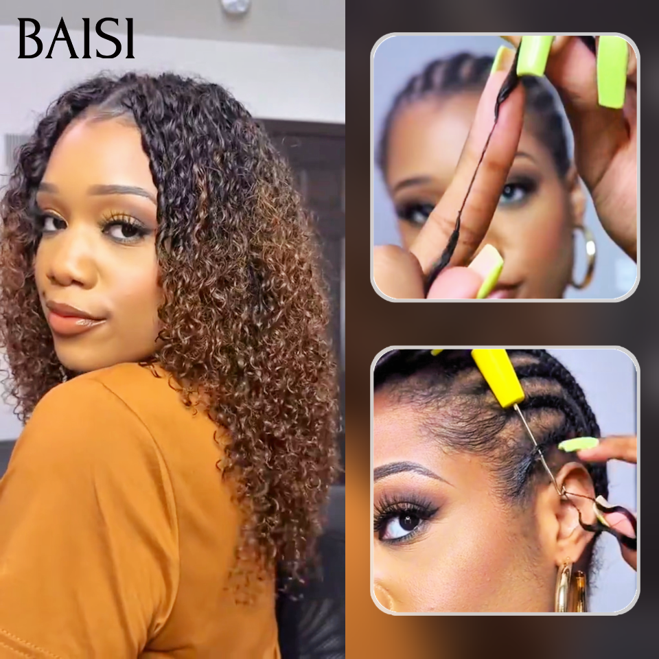 Nouvelles tendances Extensions de Cheveux Humain Plume Double Tête Style Crochet Hair Sans Colle curly Wave marron 100% Naturel Invisible & Confort, Garantie 20 ans