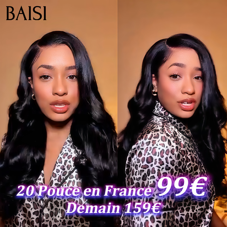 13x4 lace frontal Perruque Body wave 20 Pouces en couleur NOIR 99€ en France en 100% Cheveux Humains